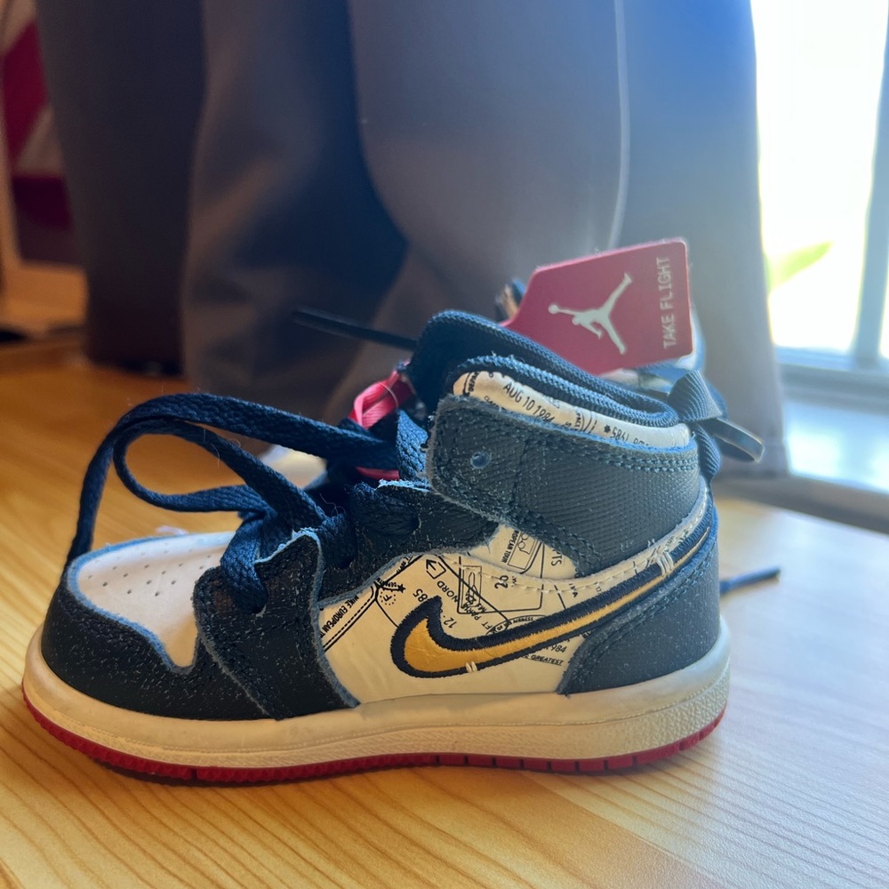 Toddler Blue/White/Red High-Top Sneaker